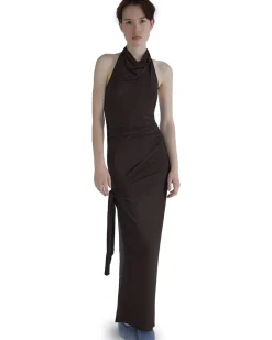 Paloma Wool Halcon Long Halter Dress Brown