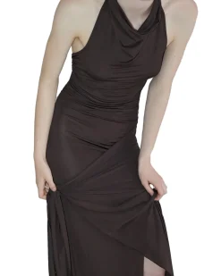 Paloma Wool Halcon Long Halter Dress Brown