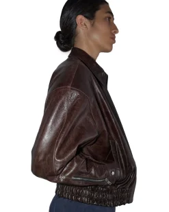 Paloma Wool Loraine Leather Bomber Jacket Brown