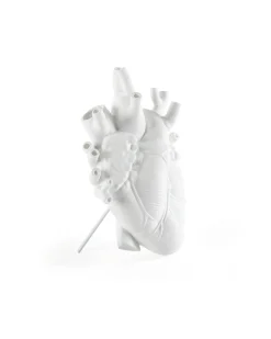 SELETTI Love In Bloom Porcelain Heart Vase White