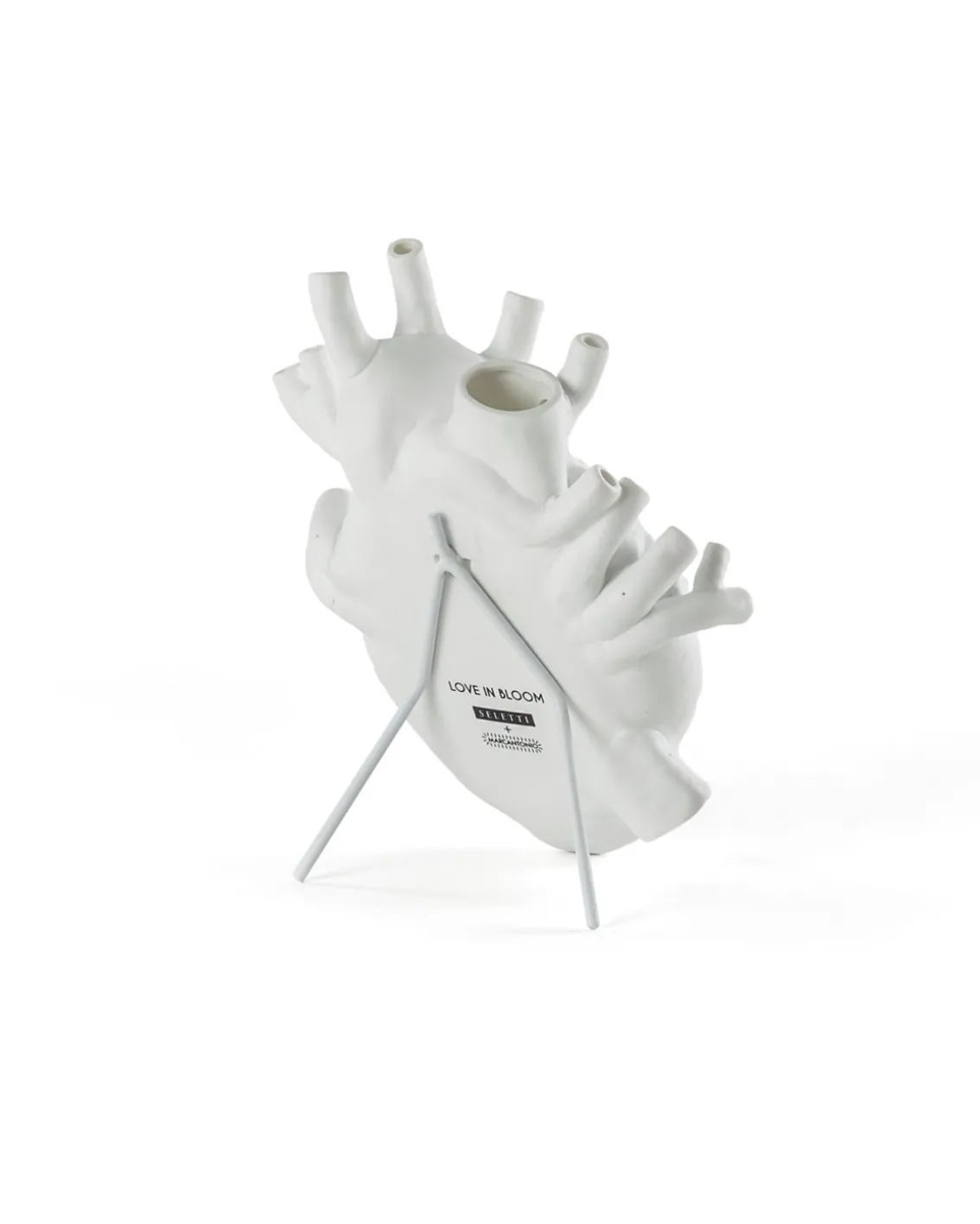 SELETTI Love In Bloom Porcelain Heart Vase White