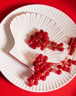 Small Plate Shell Line White/Red