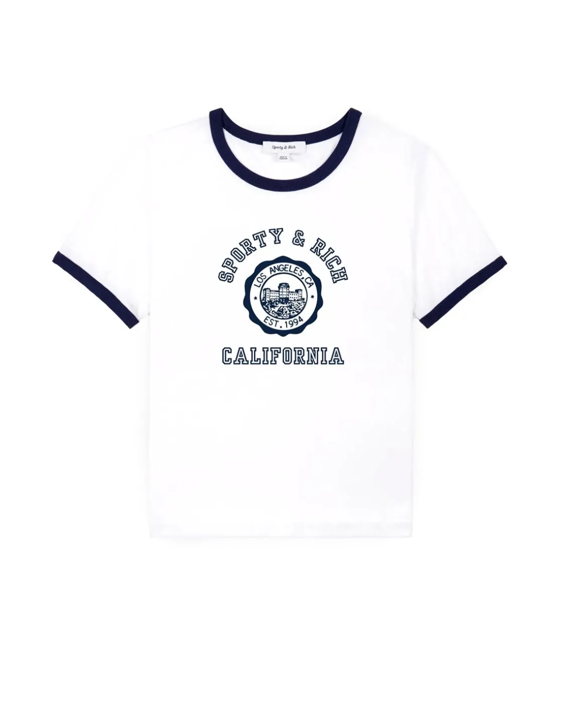 Sporty & Rich California Emblem Ringer Tee White