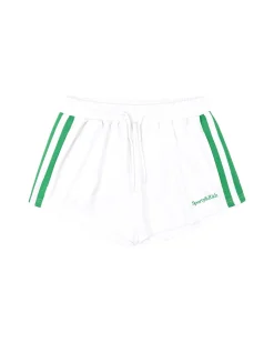 Sporty & Rich Serif Logo Embroidered Roller Shorts White