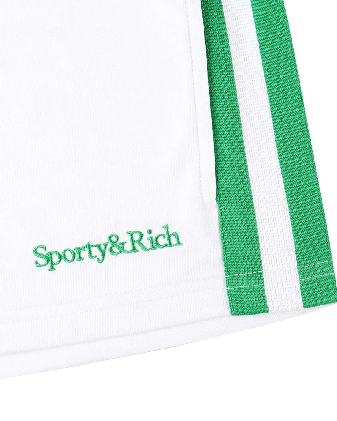 Sporty & Rich Serif Logo Embroidered Roller Shorts White