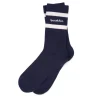 Sporty & Rich Serif Logo Striped Socks Navy
