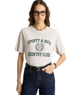 Sporty & Rich Varsity Crest T-Shirt Heather Gray