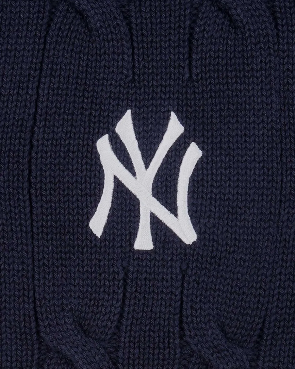 Sporty & Rich Yankees Serif Cableknit Vneck Navy