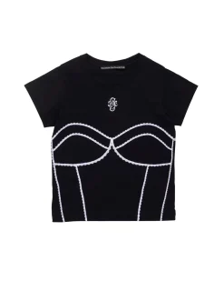 Stockholm Surfboard Club Fitted Lace Print T-Shirt Black