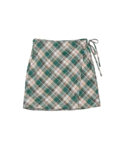 Stockholm Surfboard Club Wrap Skirt Green Check