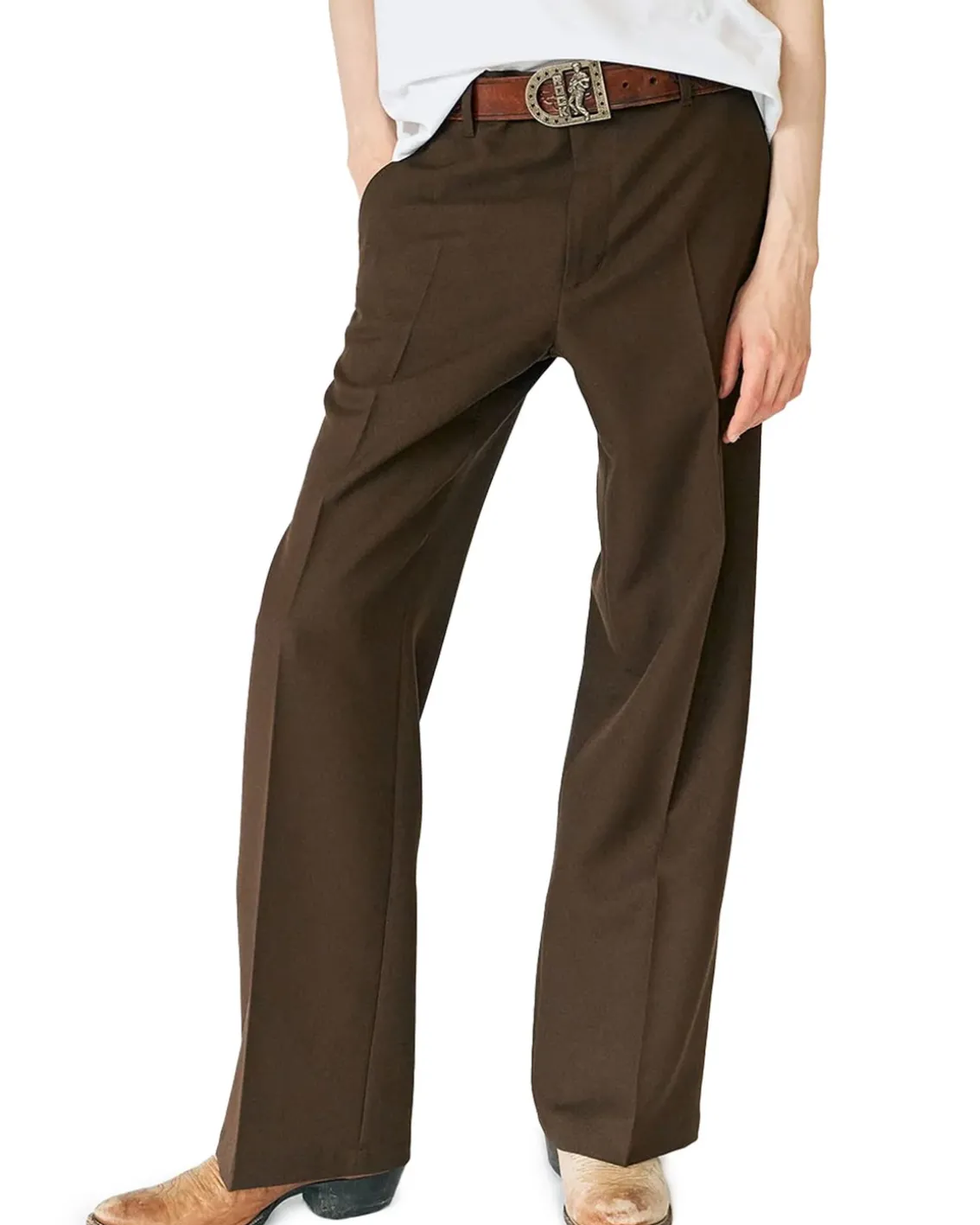 Stockholm Surfboard Club Sune Tailored Bootcut Trousers Brown
