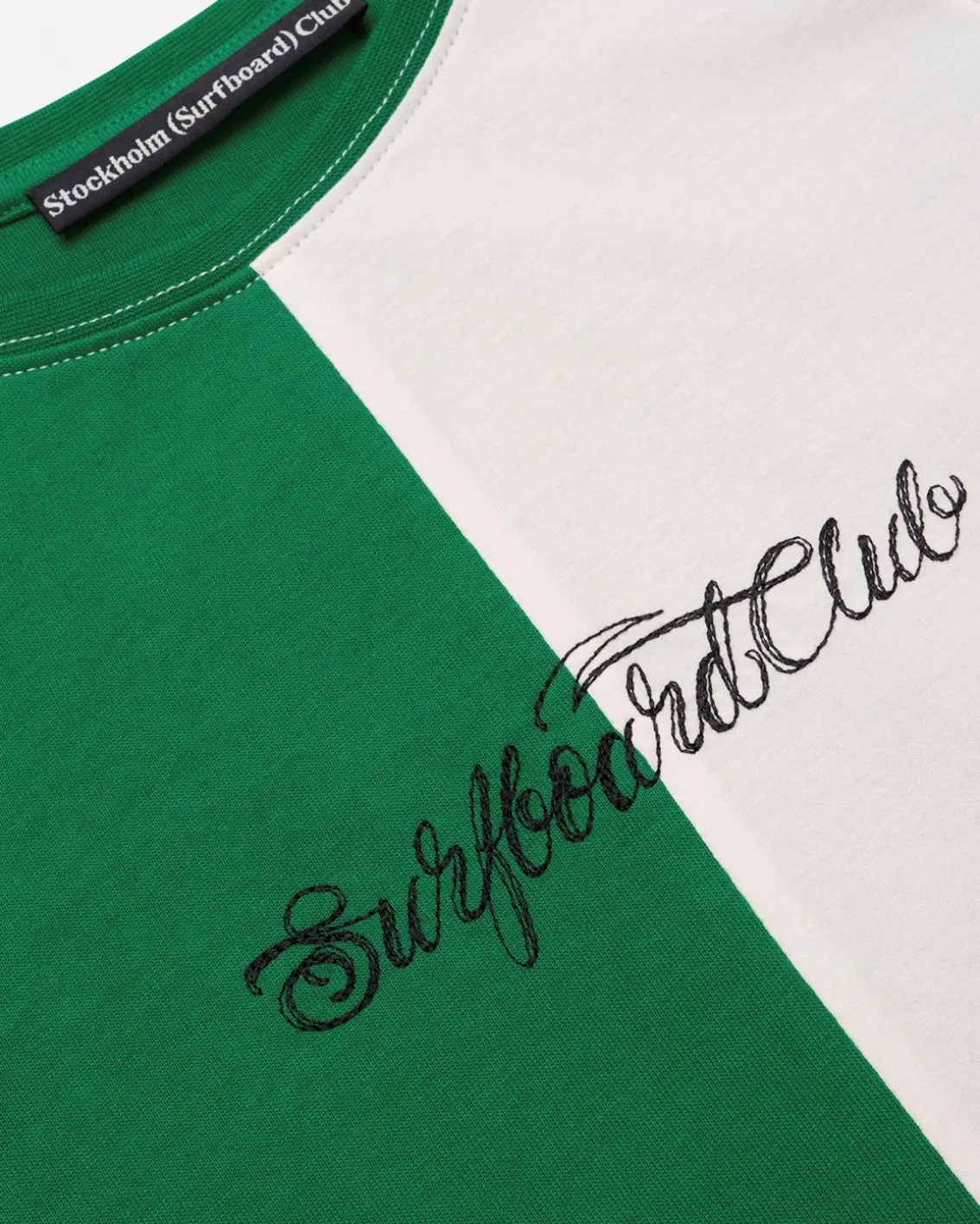 Stockholm Surfboard Club Fitted Raglan T-Shirt Green/White