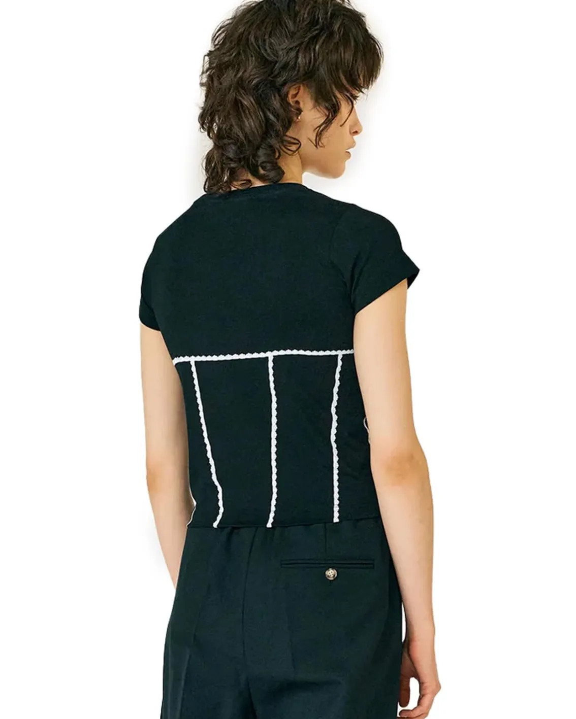 Stockholm Surfboard Club Fitted Lace Print T-Shirt Black