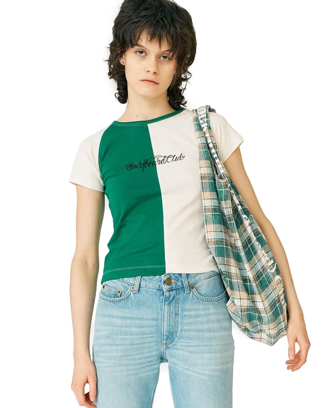 Stockholm Surfboard Club Fitted Raglan T-Shirt Green/White