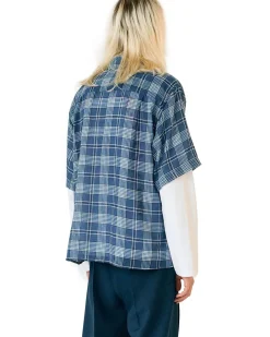Stockholm Surfboard Club Jerry Short Sleeve Shirt Blue Check