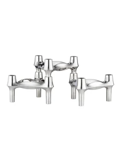 STOFF BMF Candle Holder Set Of 3 Chrome