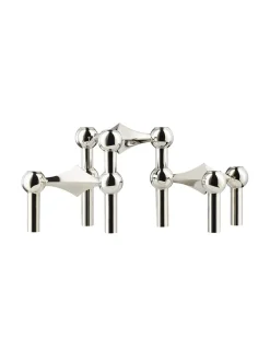 STOFF Nagel Candle Holder Set Of 3 Chrome