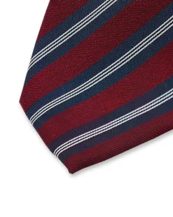 Stripe Silk Tie Burgundy/Navy/White