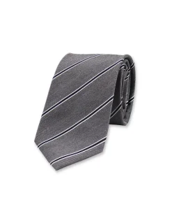 Stripe Silk Tie Dark Grey/White/Blue
