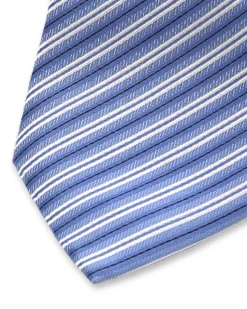 Stripe Silk Tie Light Blue/White/Black