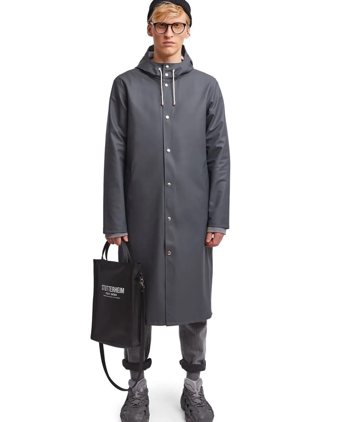 Stutterheim Stockholm Long Raincoat Charcoal