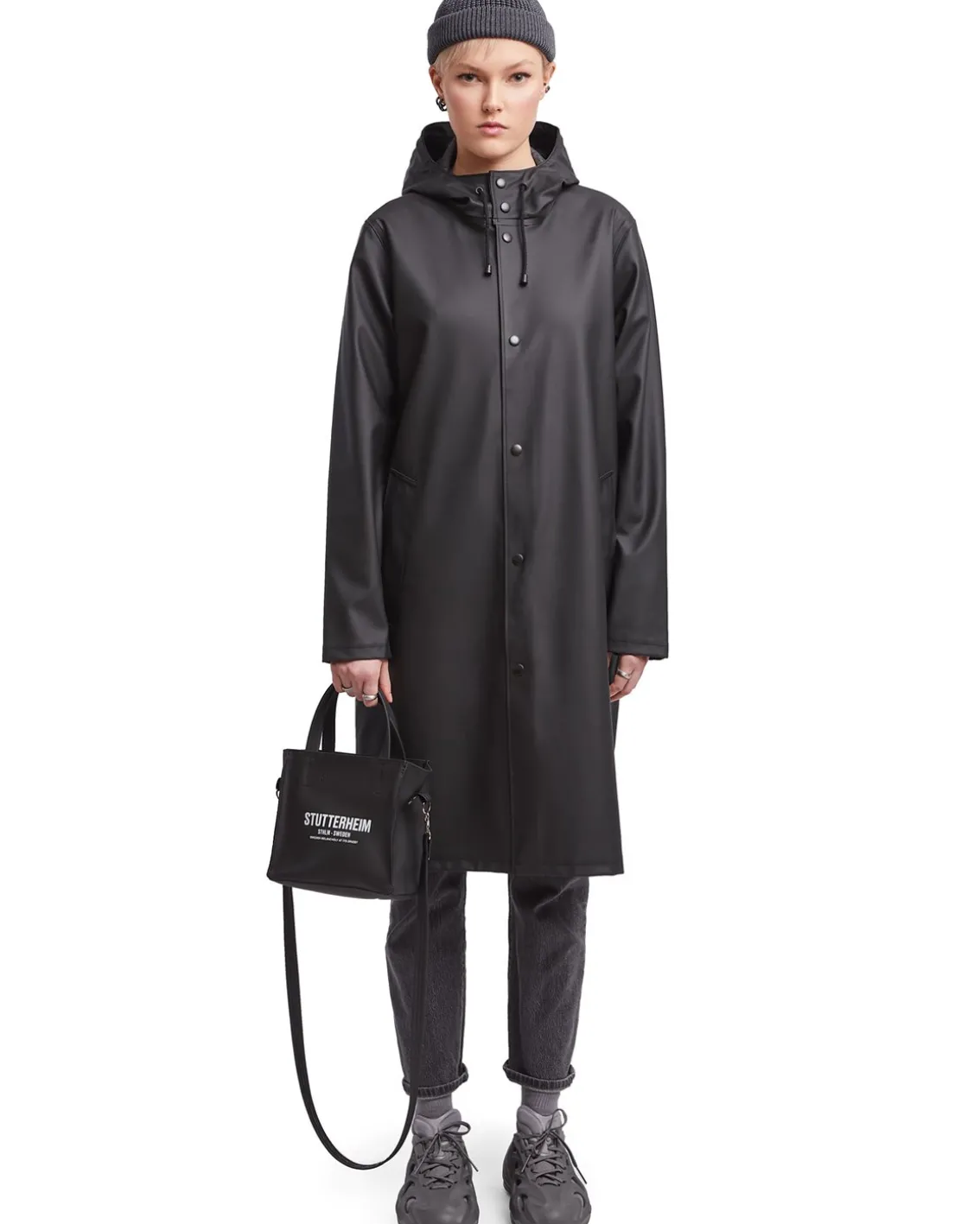 Stutterheim Stockholm Long Raincoat Black