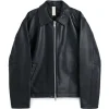 Sunflower Short Leather Jacket Black