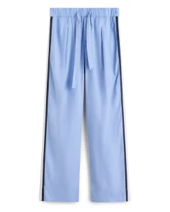Tekla Poplin Pyjamas Pants Side Stripe Cornflower Blue