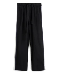 Tekla Poplin Pyjamas Pants Side Stripe All Black