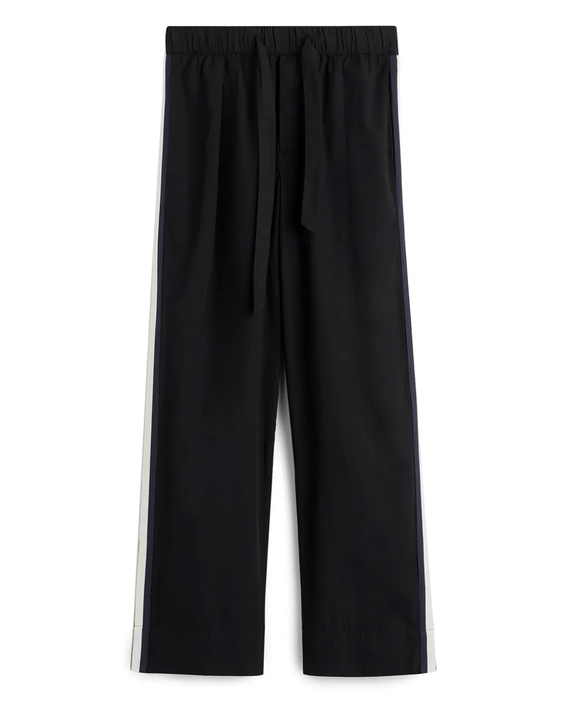 Tekla Poplin Pyjamas Pants Side Stripe All Black