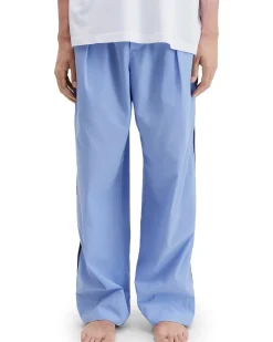 Tekla Poplin Pyjamas Pants Side Stripe Cornflower Blue
