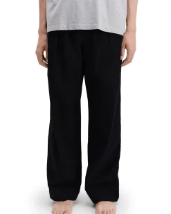 Tekla Poplin Pyjamas Pants Side Stripe All Black