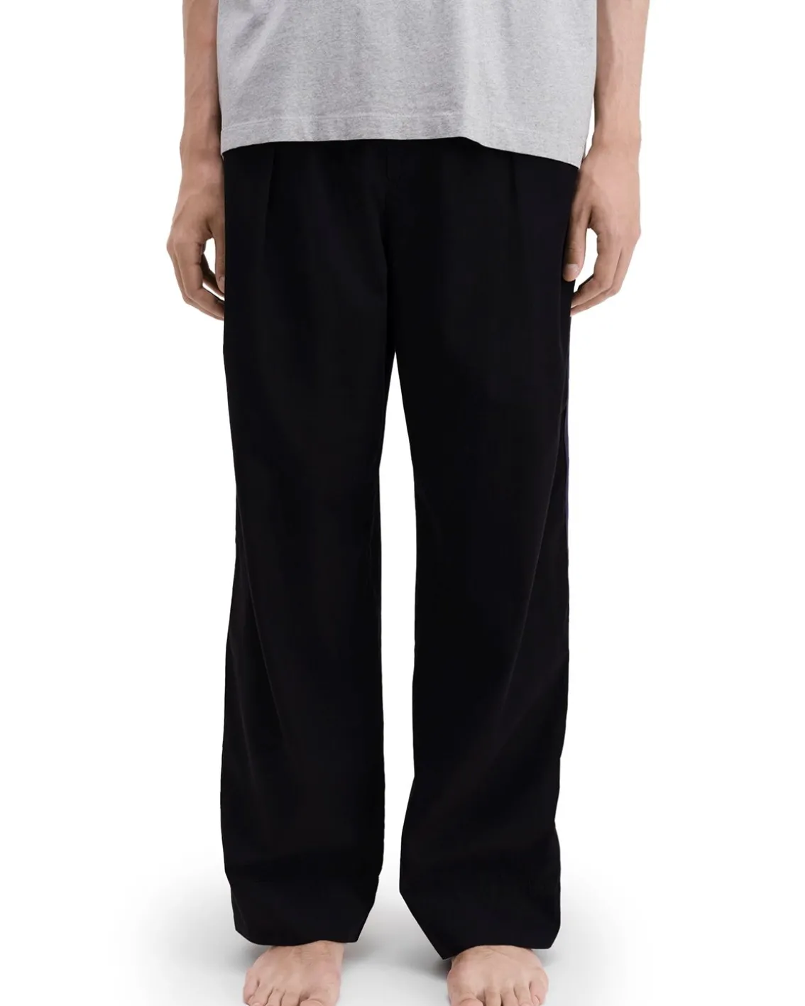 Tekla Poplin Pyjamas Pants Side Stripe All Black