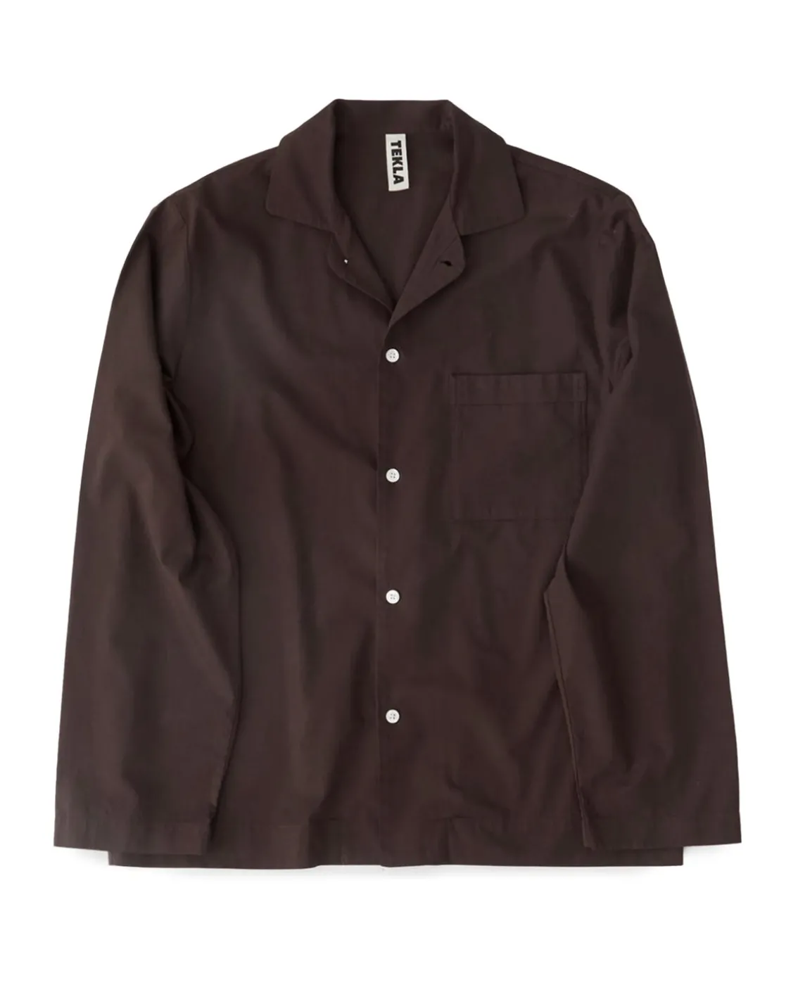 Tekla Poplin Pyjamas Shirt Coffee