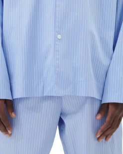 Tekla Poplin Pyjamas Shirt Pin Stripes