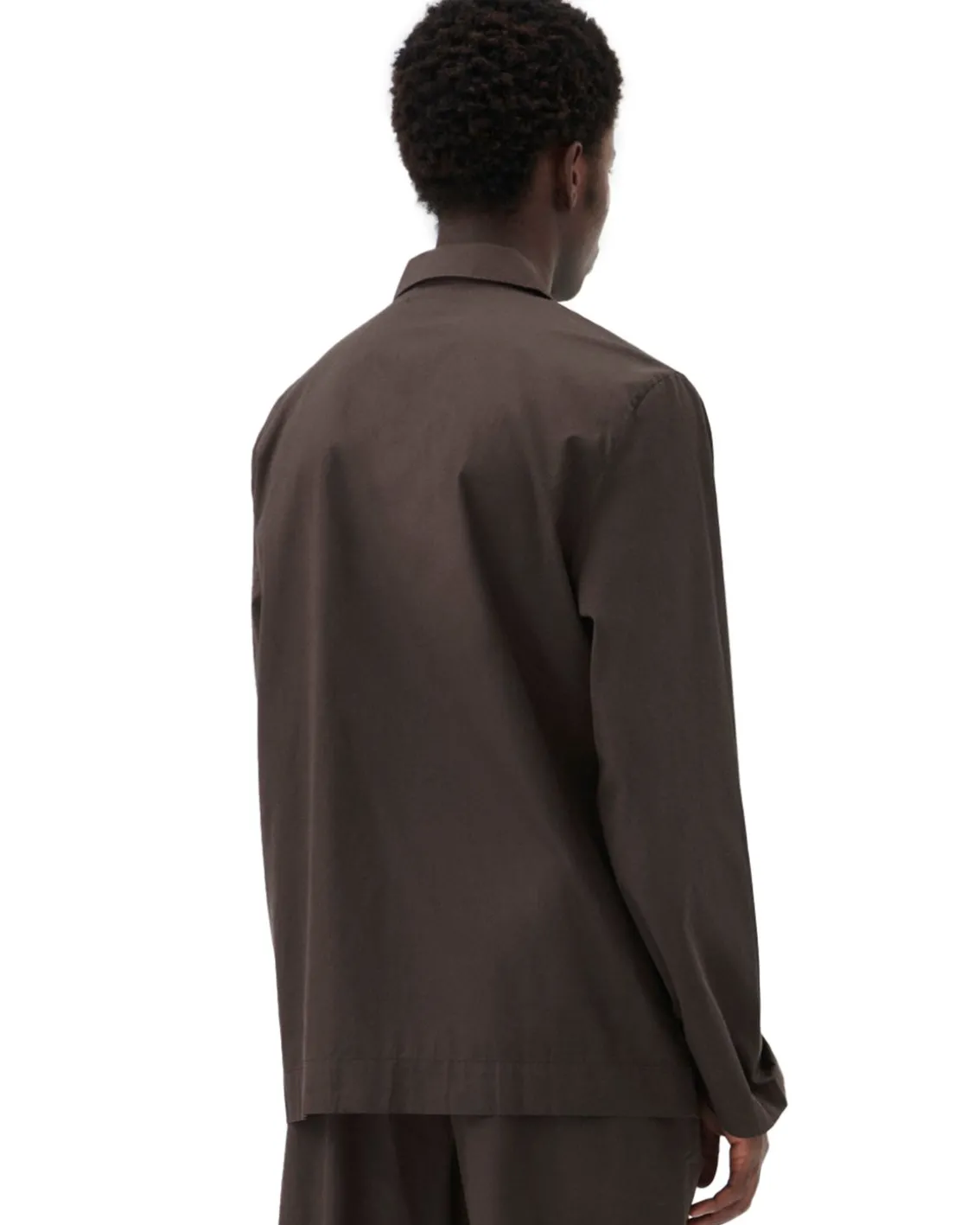 Tekla Poplin Pyjamas Shirt Coffee