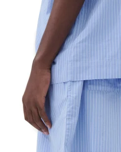 Tekla Poplin Pyjamas Shorts Pin Stripes