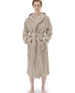 Tekla Terry Hooded Bathrobe Kodiak Stripes