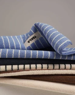 Tekla Terry Towel Clear Blue Stripes