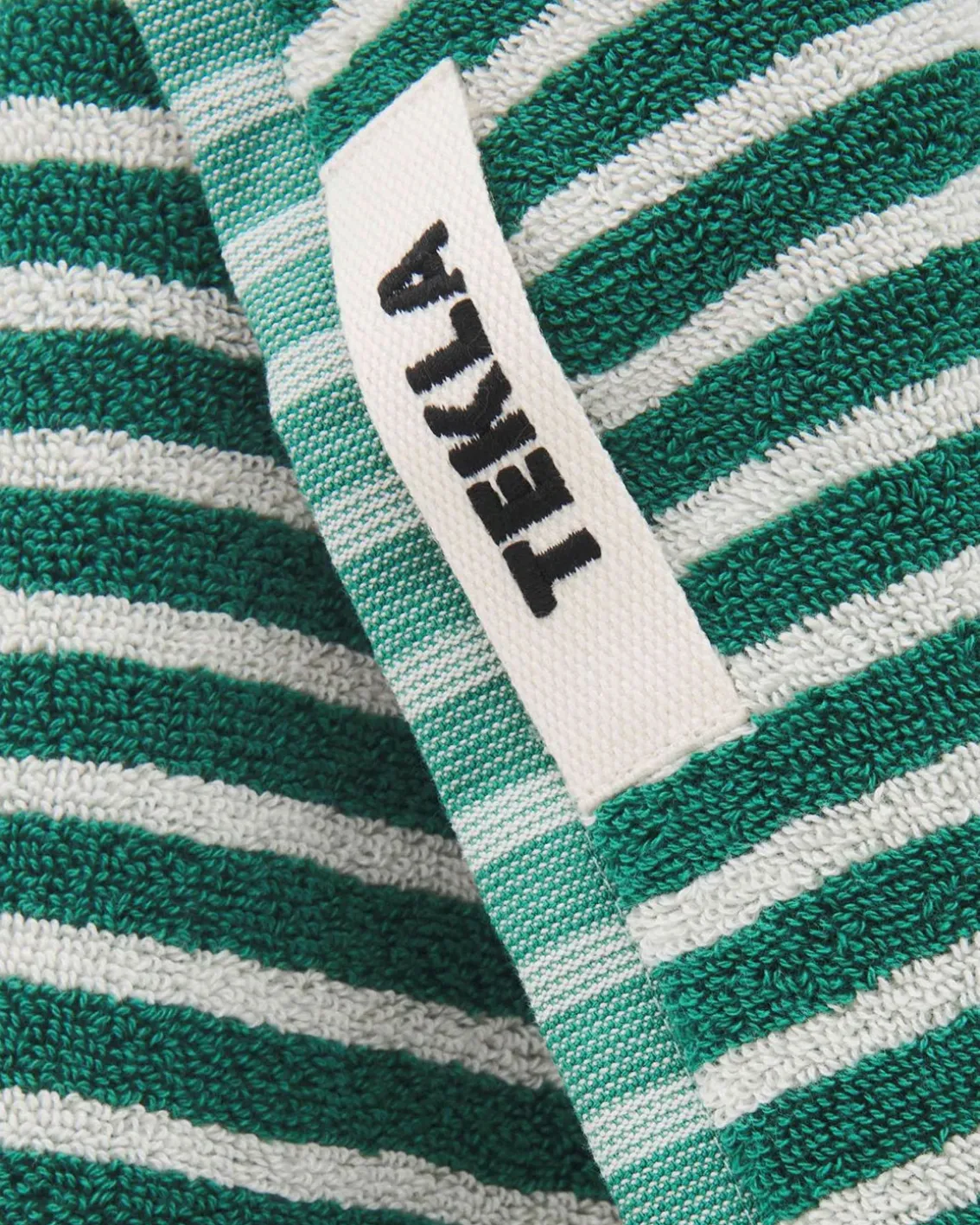 Tekla Terry Towel Teal Green Stripes