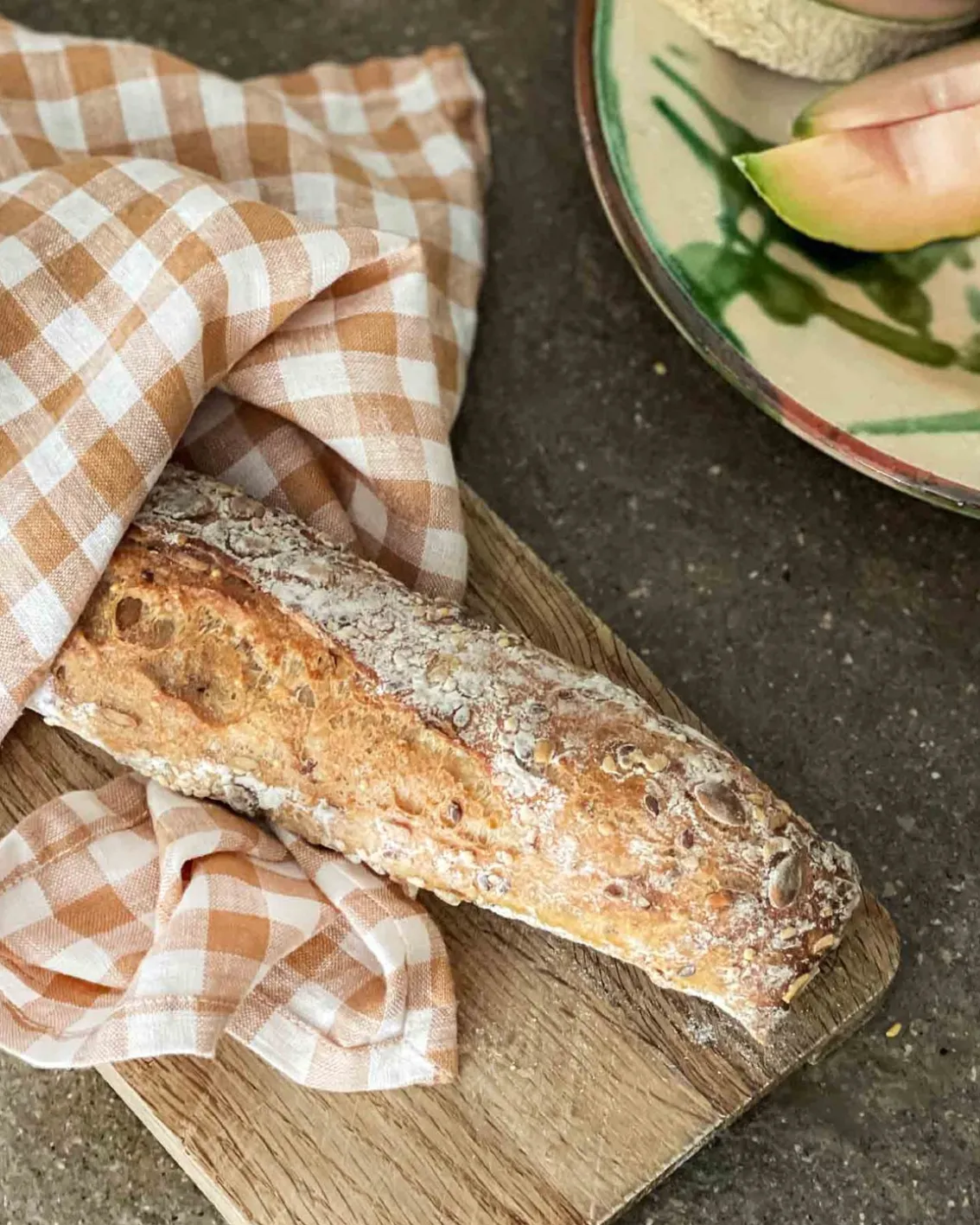 Tell me More Kitchen Towel Linen Gingham Biscut