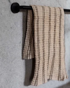 Tell me More Nella Waffle Towel Taupe Stripe