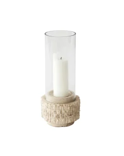 Tell me More Travertine Candleholder With Glass Natural