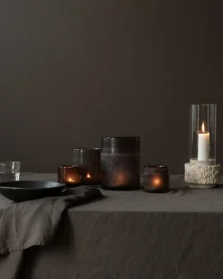 Tell me More Travertine Candleholder With Glass Natural