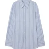 Teurn Studios Pointy Collar Poplin Shirt Blue Pinstripe