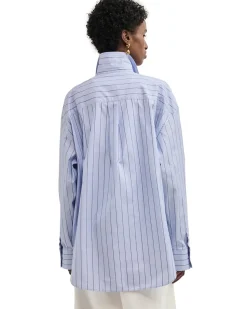 Teurn Studios Pointy Collar Poplin Shirt Blue Pinstripe