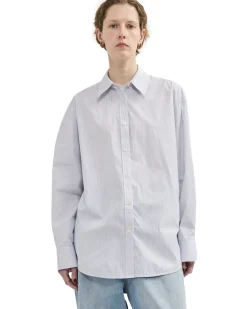 Teurn Studios Relaxed Poplin Shirt Blue Pinstripe
