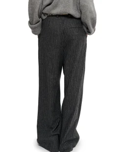 Teurn Studios Relaxed-Fit Pleated Trousers Grey Pinstripe