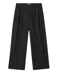 Teurn Studios Relaxed-Fit Pleated Trousers Grey Pinstripe