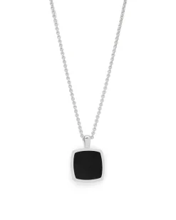 Tom Wood Cushion Pendant Onyx Silver